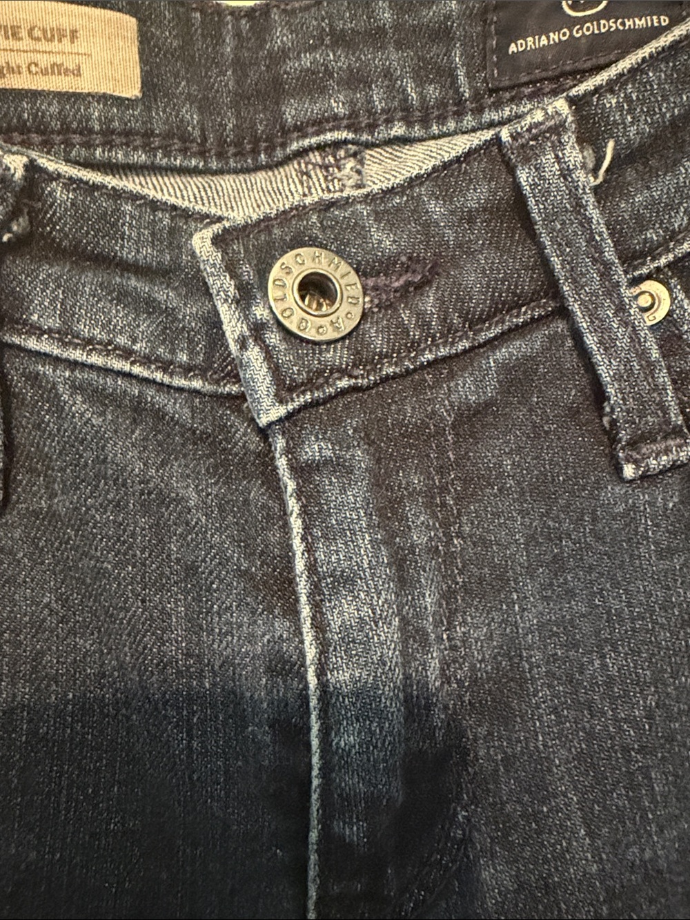 AG Adriano Goldschmied Y2K Low Rise Stevie Slim Straight Cuffed Dark Blue Jeans - Picture 8 of 9